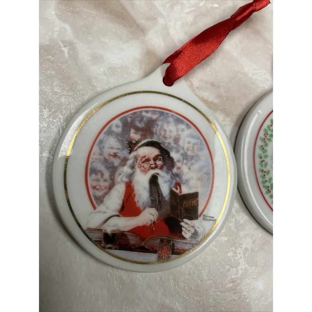 Norman Rockwell 1998 Christmas Porcelain Round Hanging Ornament